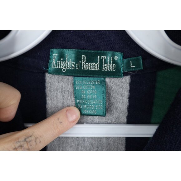 Vtg 90s Streetwear Mens Large Faded Striped Color Block Long Sleeve Rugby Polo - Picture 8 of 14